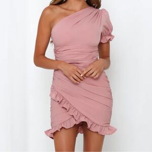 Hello Molly Not Fair On Me One Shoulder Mini Homecoming Dress Pink Size XSmall